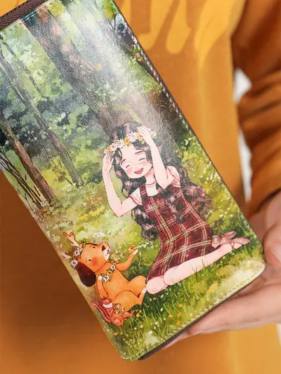 Кожаный кошелек с принтом